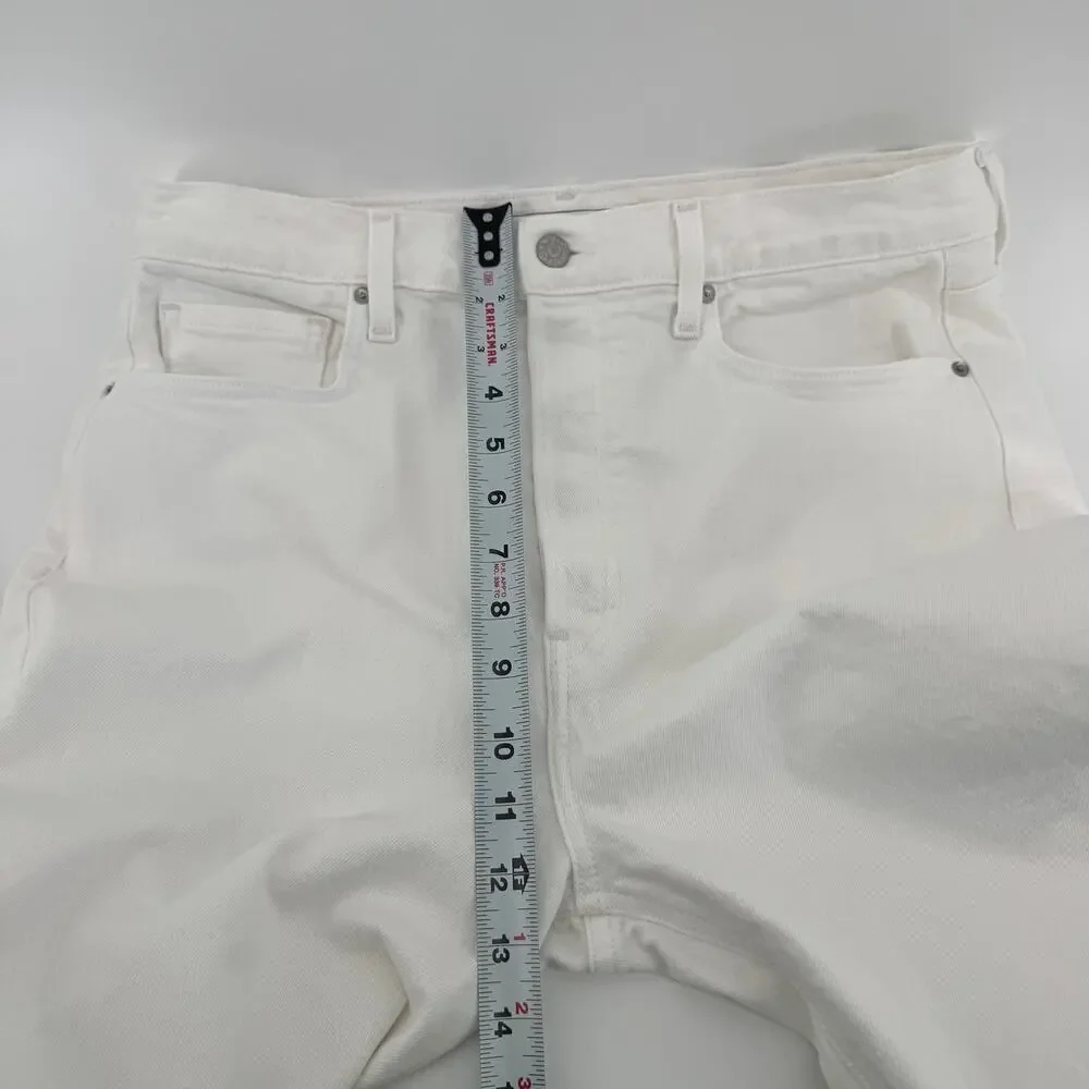 Frank & Eileen Monaghan Mom Jean Sz 32 White Denim Frayed Hem Straight Leg USA - Picture 10 of 13